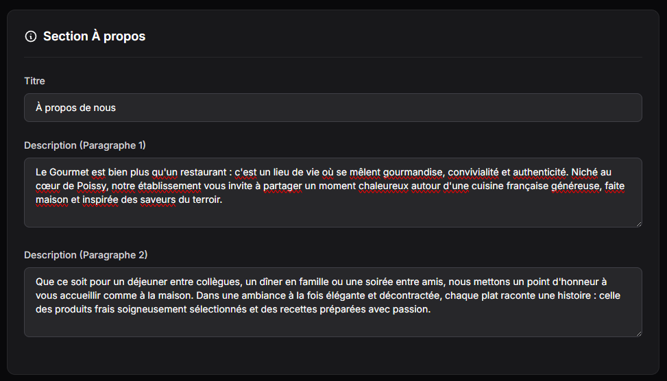 Section À Propos - Présentation entreprise